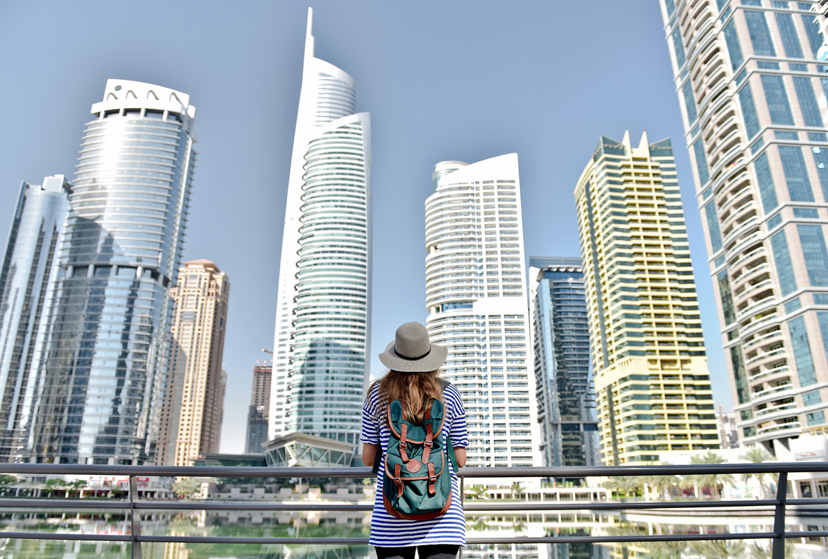 woman in big city